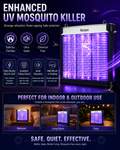 Sicilym Indoor Bug Zapper, UV Mosquito Killer Lamp with High-Density Electric Grid, Quiet Plug-In Insect Killer with Safety Guard, Wall-Mount or Desktop Use for Bedroom, Living Room and Covered Patio