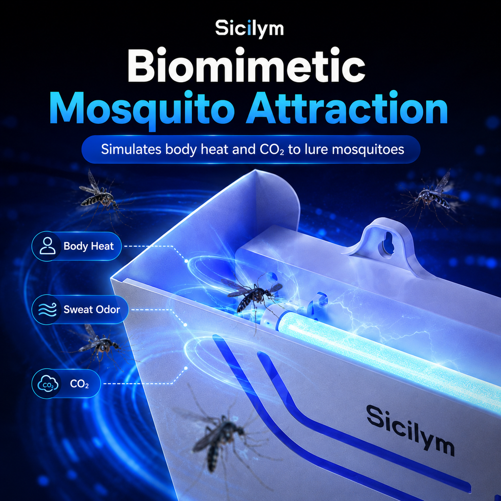 Sicilym Indoor Mosquito Trap, Wall-Mounted UV Light Insect Catcher with Replaceable Glue Board, Quiet Metal Fly Trap for Bedroom, Kitchen, Living Room & Office